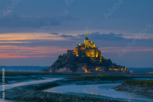 .Idyllic Sunset at Mont Saint-Michel Abbey, Normandy, France, Western Europe