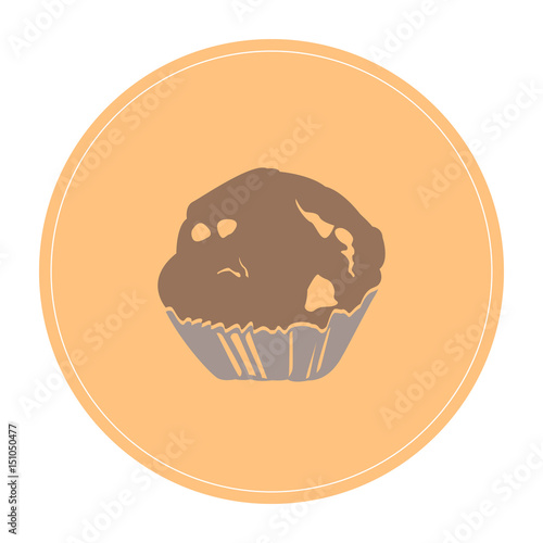 Isolated muffin on a colored button  Vector illustration