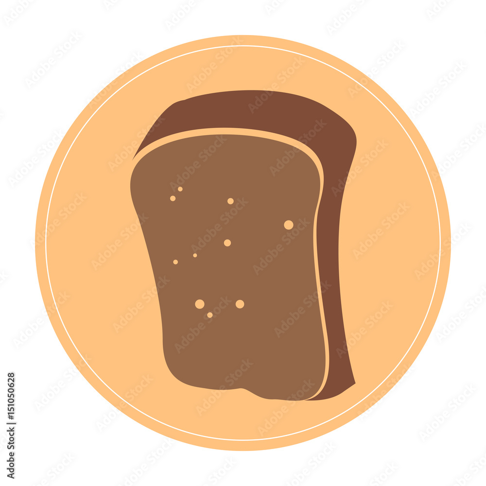 Isolated slice of bread on a colored button, Vector illustration Isolated slice of bread on a colored button, Vector illustration