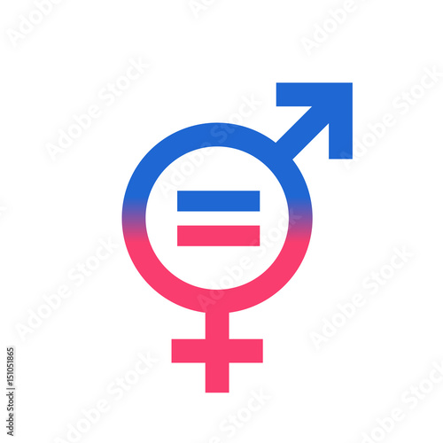 Gender equal sign vector icon. Men and woomen equal concept icon.