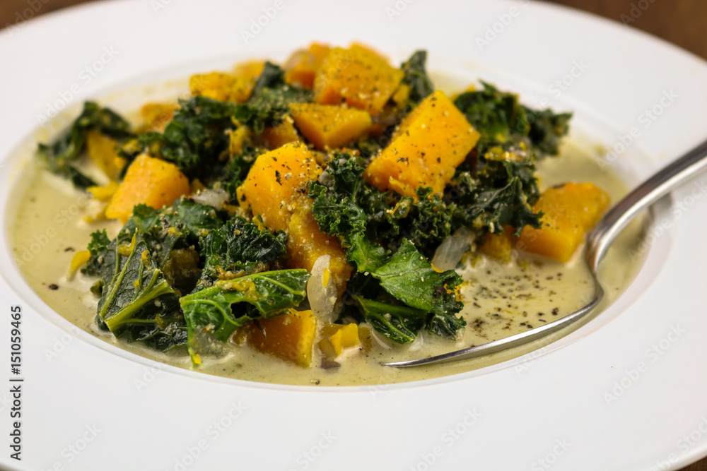 Butternut squash, kale and coconut chowder Butternut squash, kale and coconut chowder