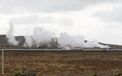 Geothermalkraftwerk Sudurnes am Vulkan Gebiet Gunnuhver  Grindavik  Island