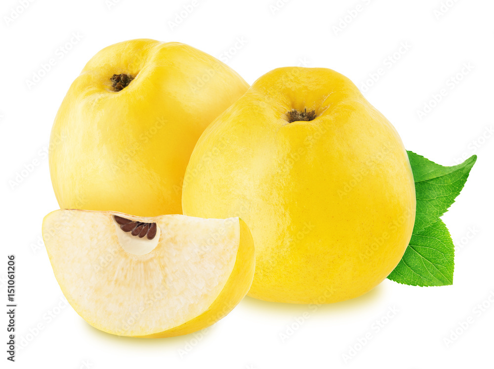 Composition with juicy quinces isolated Composition with juicy quinces isolated