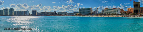 Mexican Beaches in Cancun / Main beach at Hotel Zone of Cancun between "Chac mool" and "Gaviota" © marako85