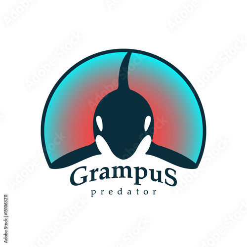 Logo grampus whale. Isolated white background. Creative abstract colorful.
