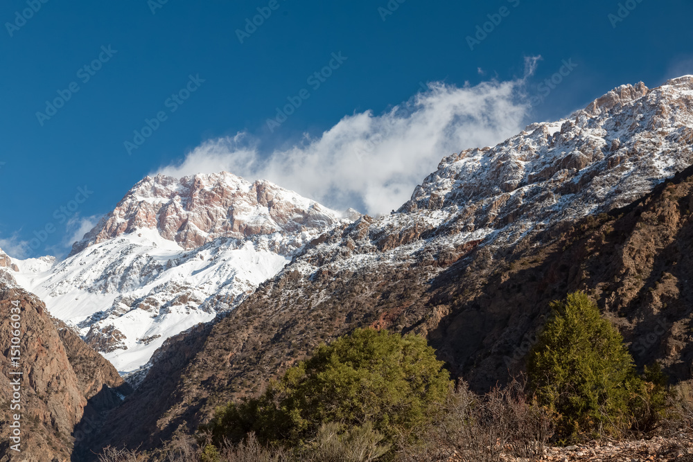 Snow-covered summits of mountains of Tajikistan
