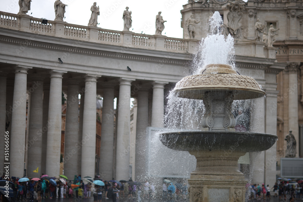Fountain in St. Peter's Square in the Vatican. Rome, Italy.