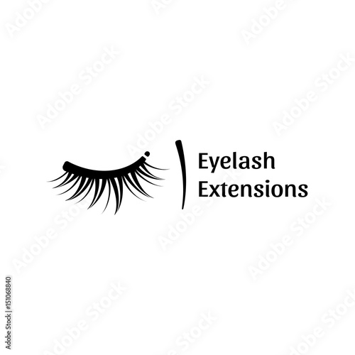 Eyelash extension logo. Vector black and white illustration in a modern style