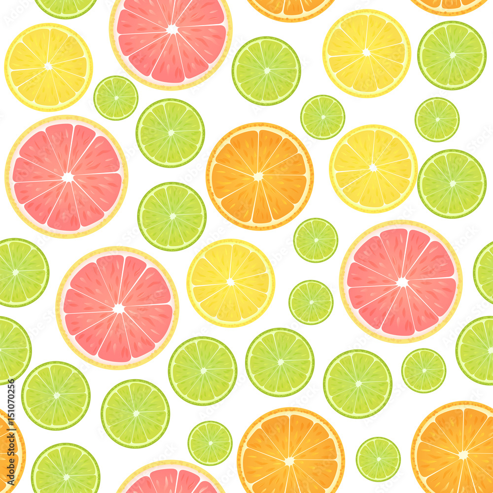 Colorful citrus Lemon seamless pattern.