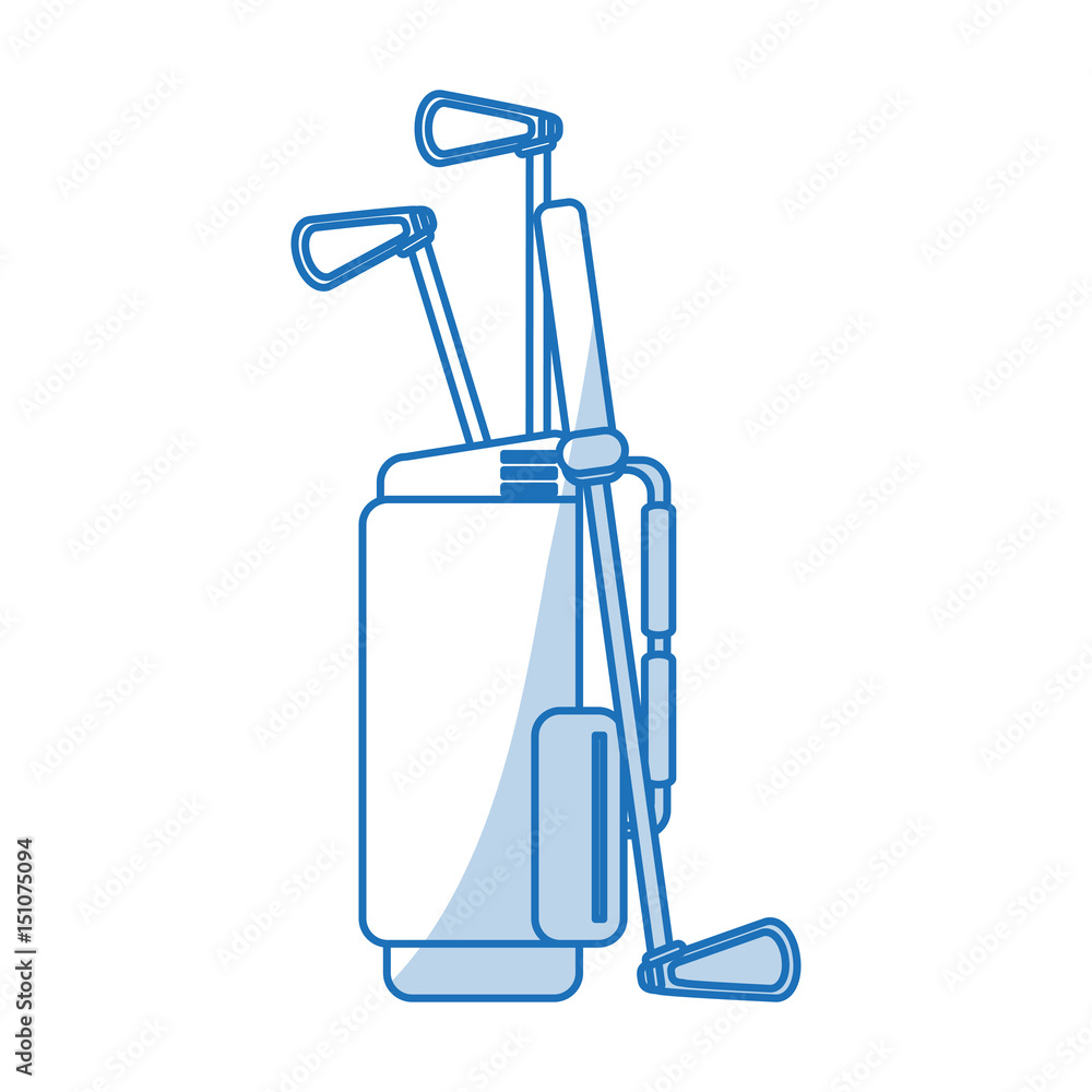 blue shading silhouette cartoon bag with golf clubs vector illustration blue shading silhouette cartoon bag with golf clubs vector illustration