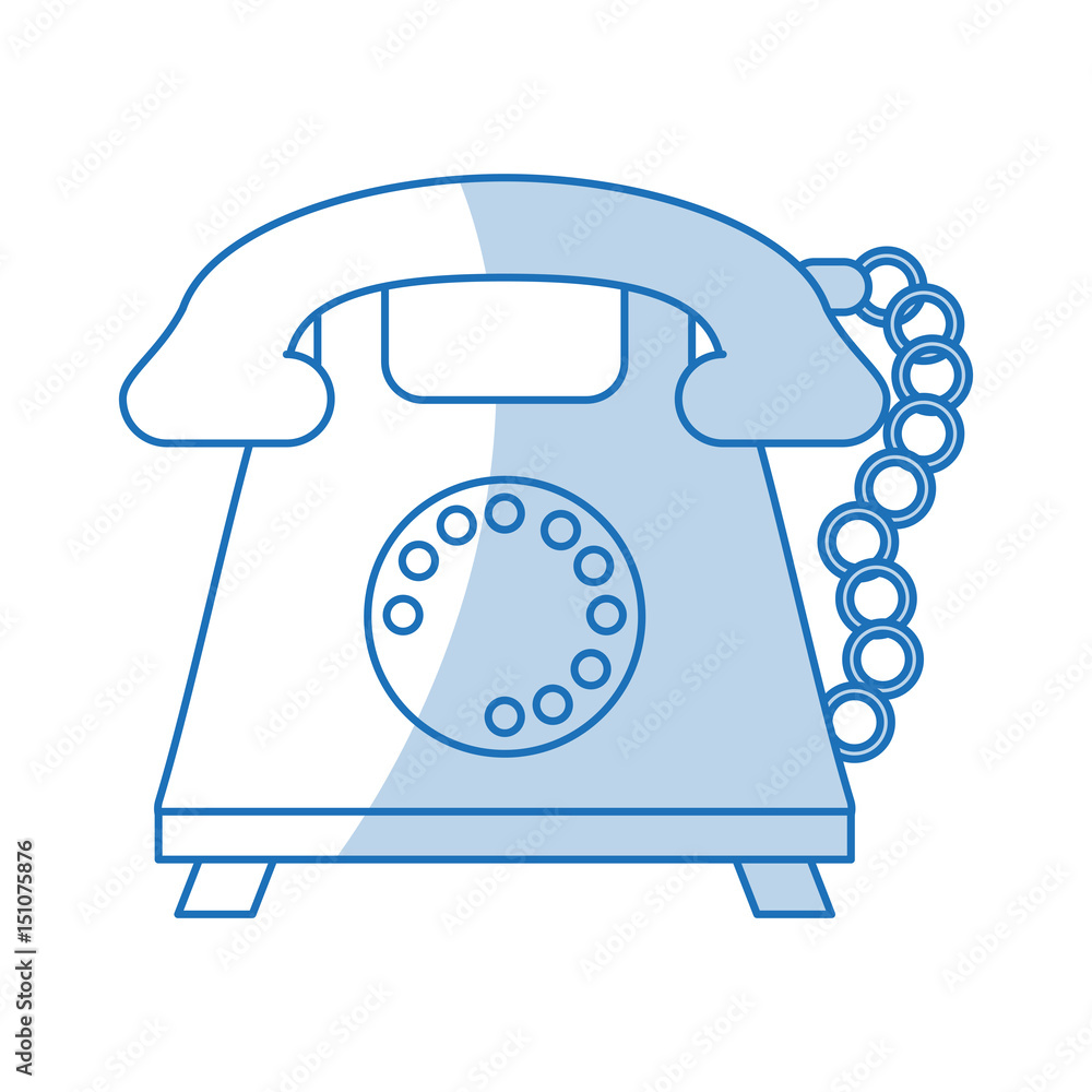 blue shading silhouette cartoon retro telephone with cord vector illustration blue shading silhouette cartoon retro telephone with cord vector illustration