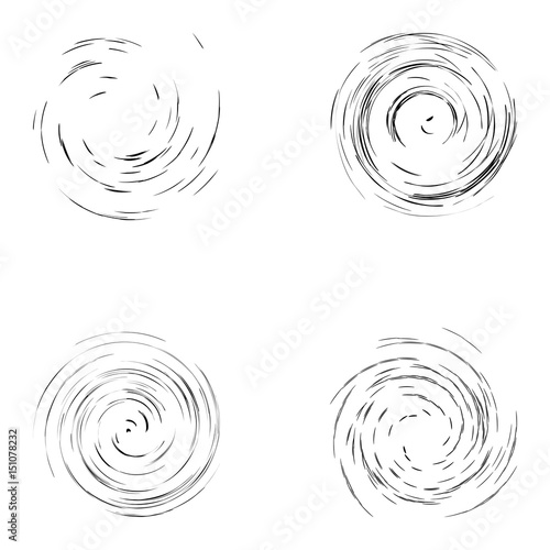 Set of black circular shapes isolated on the white background