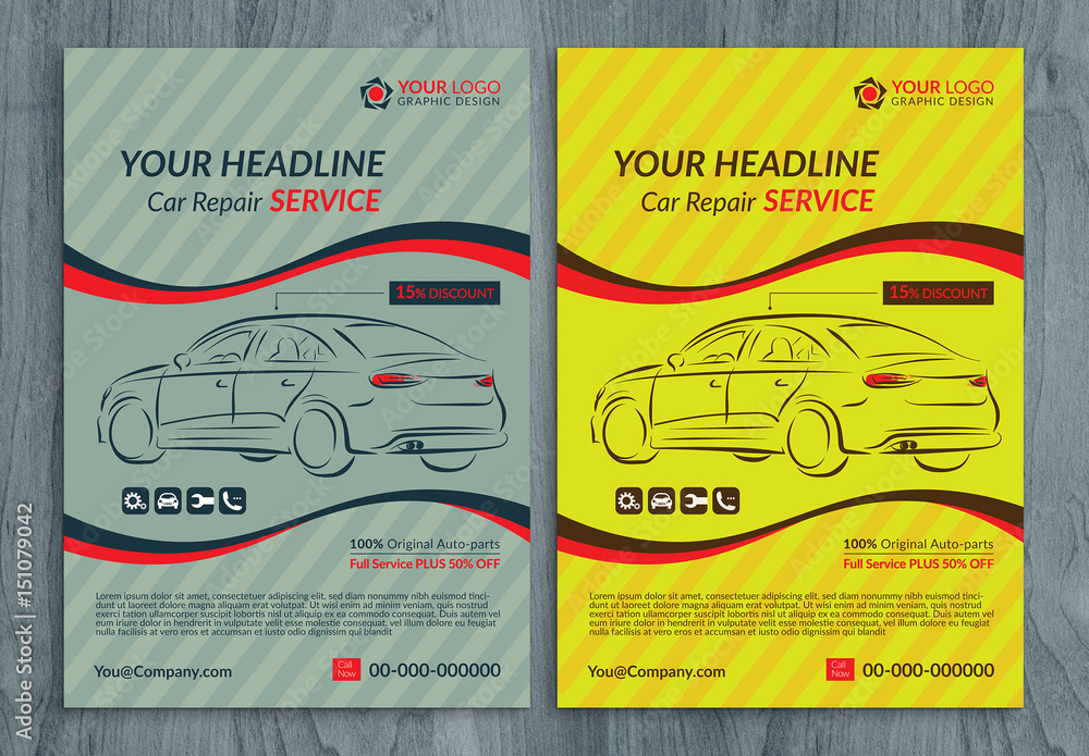Automotive Services Flyer Layouts 7 Stock Template | Adobe Stock