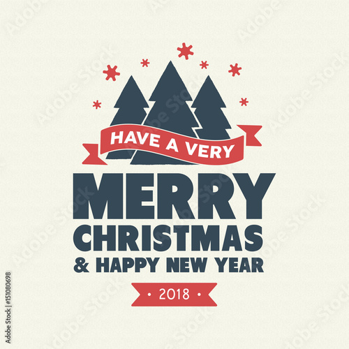 Merry christmas quote tree lettering illustration