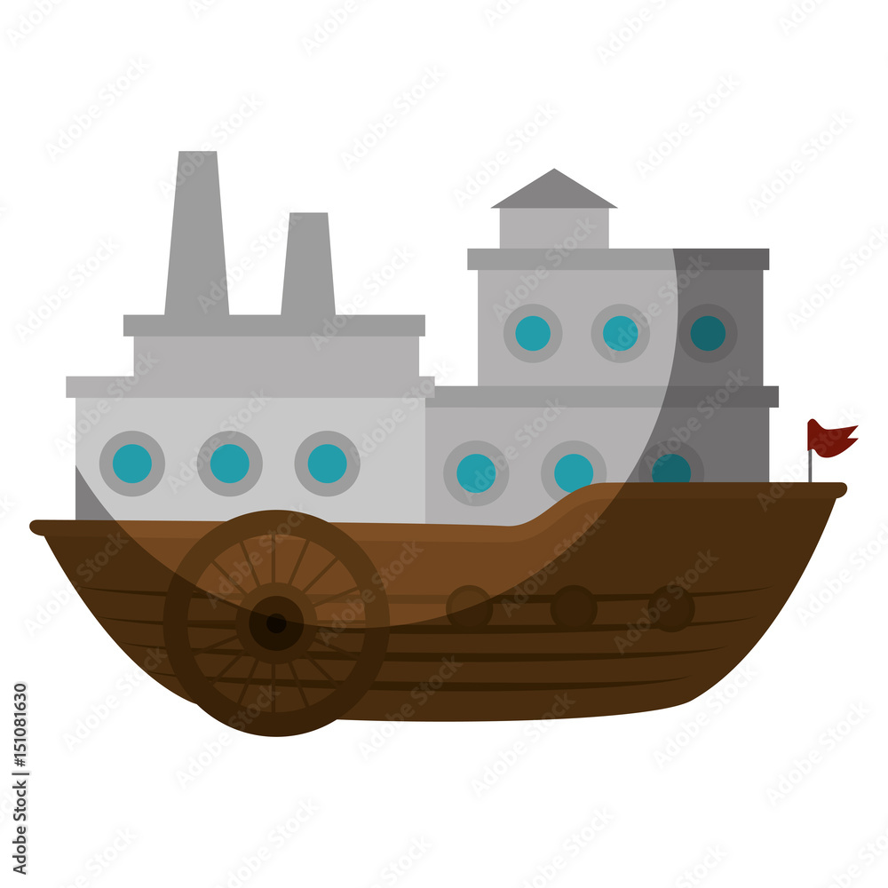 Obraz premium big ship icon over white background. vector illustration