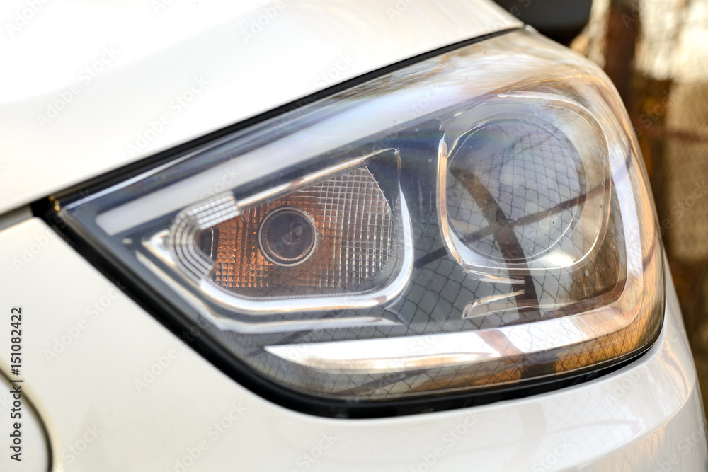 Car headlights. Exterior detail