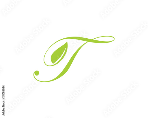 Leaf and Script Letter T