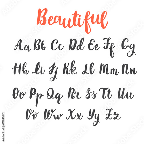 Hand draw alphabet. Uppercase and lowercase letters. Calligraphy font. Hand lettering