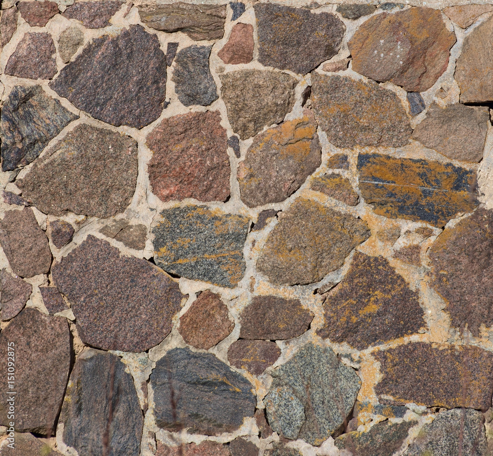Texture of a wall with cobblestones and mortar Texture of a wall with cobblestones and mortar