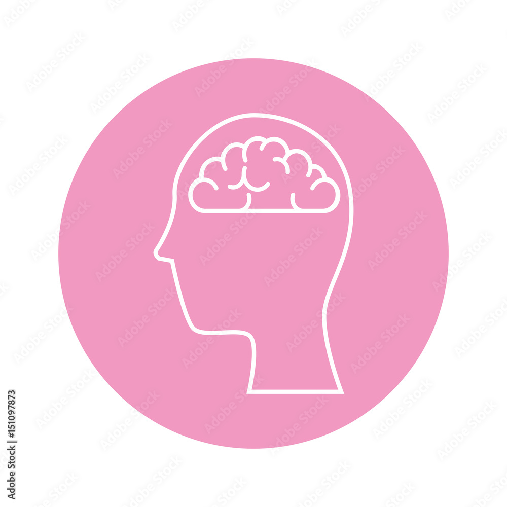 head with brain icon over pink circle and white background. vector illustration head with brain icon over pink circle and white background. vector illustration