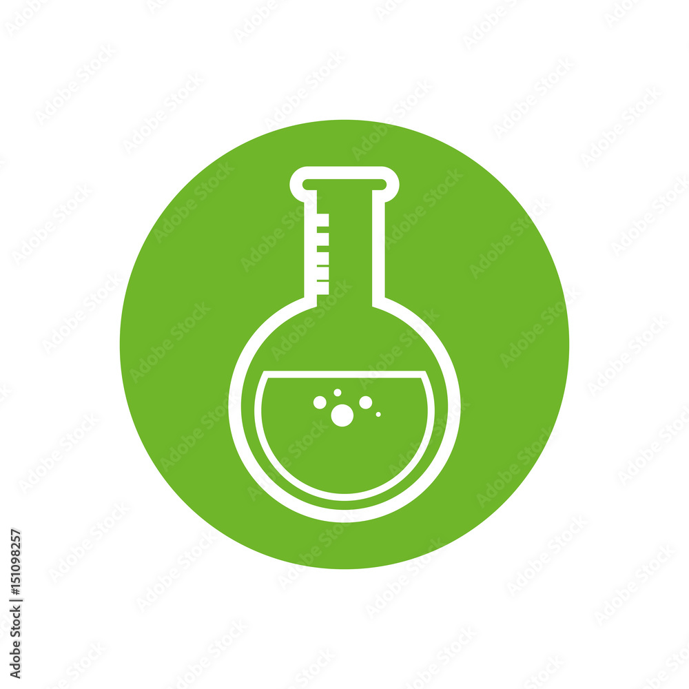 chemical flask icon over green circle and white background. vector illustration chemical flask icon over green circle and white background. vector illustration