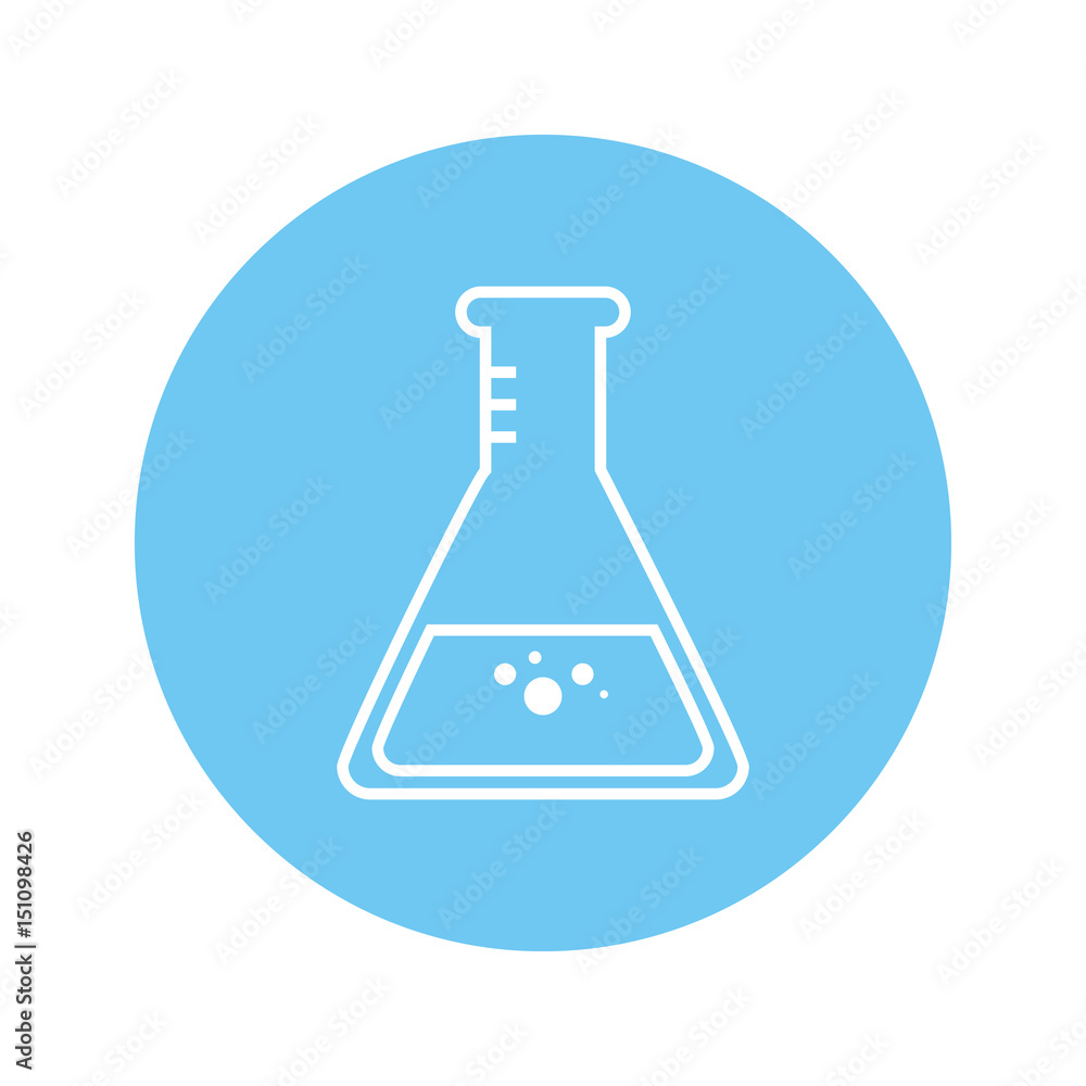 chemical flask icon over blue circle and white background. vector illustration chemical flask icon over blue circle and white background. vector illustration