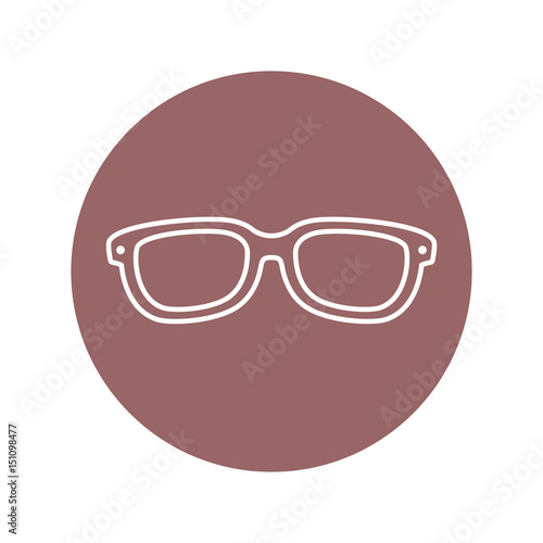 glasses icon over brown circle and white background. vector illustration