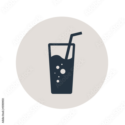 Icono plano vaso de refresco en circulo gris