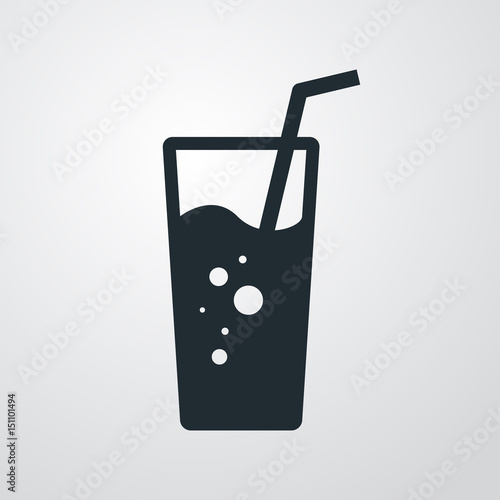 Icono plano vaso de refresco en fondo degradado