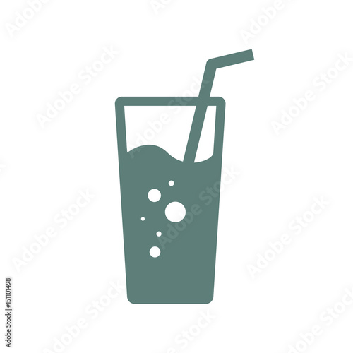 Icono plano vaso de refresco gris en fondo blanco
