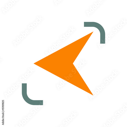 Logotipo punta flecha izquierda gris y naranja