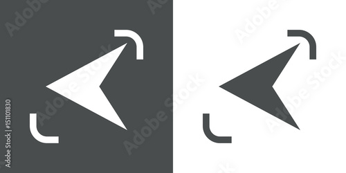Logotipo punta flecha izquierda gris y blanco