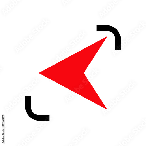 Logotipo punta flecha izquierda negro y rojo
