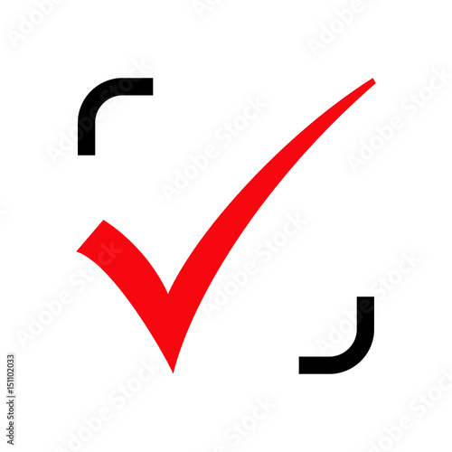 Logotipo verificacion negro y rojo en fondo blanco