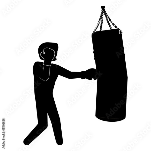 Boxing figther trainning icon vector illustration graphic design