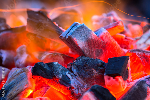 Burning coals closeup