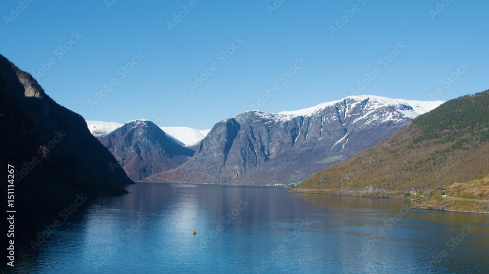 Snow Capped Mountains over Sognefjord