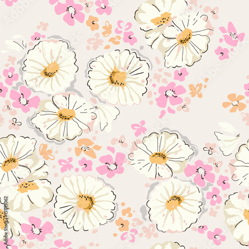 Pastel daisies print - seamless background