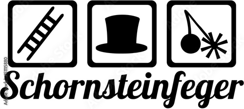 Chimney sweeper equipment with german job title