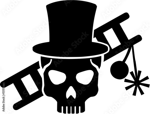 Chimney sweeper skull with ladder and equipment
