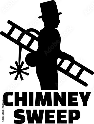 Chimney sweep silhouette with job title