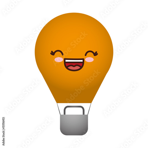 kawaii hot air balloon icon over white background. colorful design. vector illustration