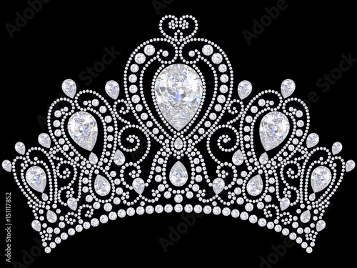 3D illustration diamond crown tiara