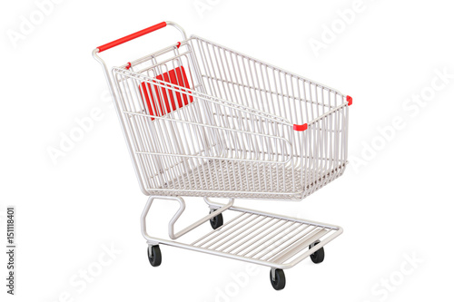 empty shopping cart, 3D rendering
