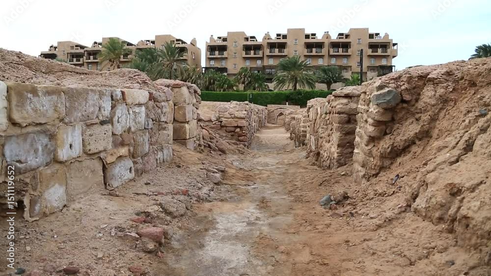 Ruins of ancient Ayla - medieval islamic city in present Aqaba city, Hashemite Kingdom of Jordan. Early islamic Ayla Ruins of ancient Ayla - medieval islamic city in present Aqaba city, Hashemite Kingdom of Jordan. Early islamic Ayla