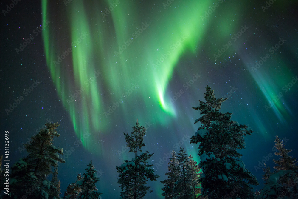 Valokuva Aurora borealis (northern lights) in Lapland, Finland. - tilaa  netistä Europosters.fi