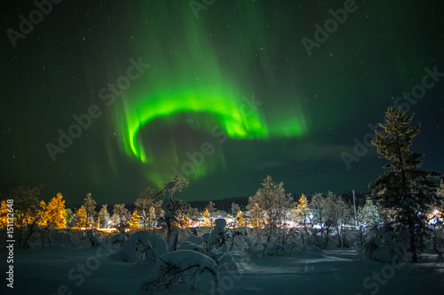 Aurora borealis (northern lights) in Lapland, Finland. photo