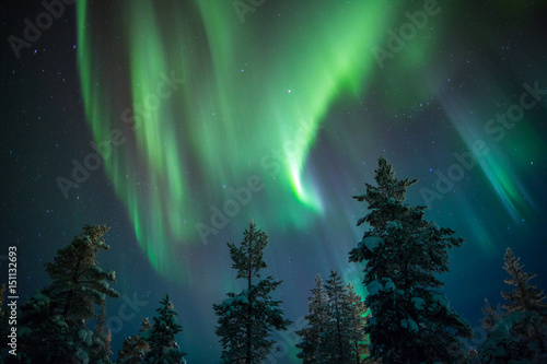 Fotografie Aurora borealis (northern lights) in Lapland, Finland.