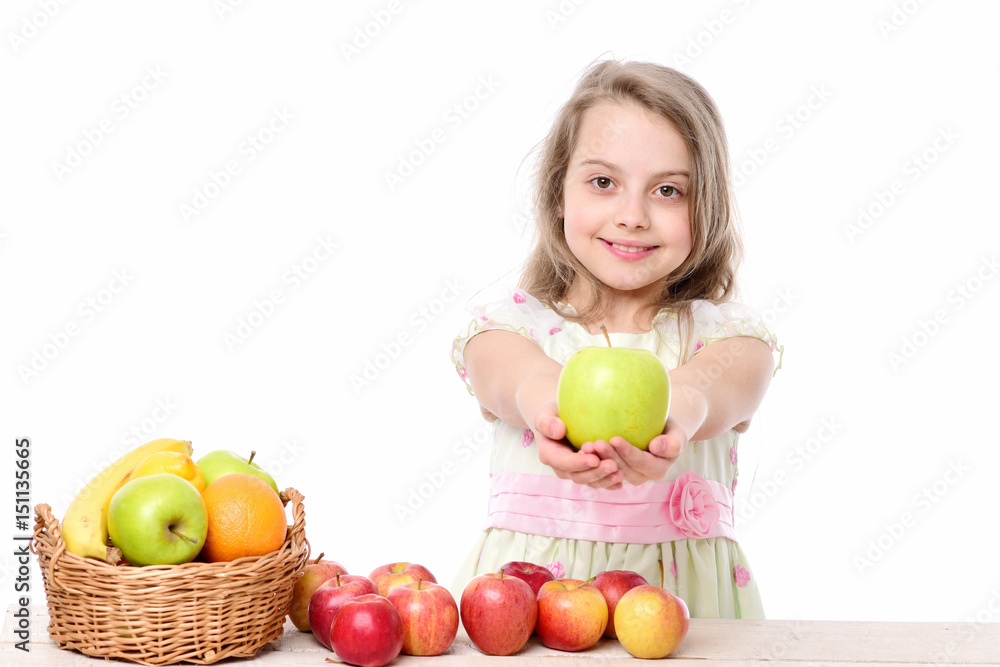 small happy girl eating exotic fruit or summer background small happy girl eating exotic fruit or summer background
