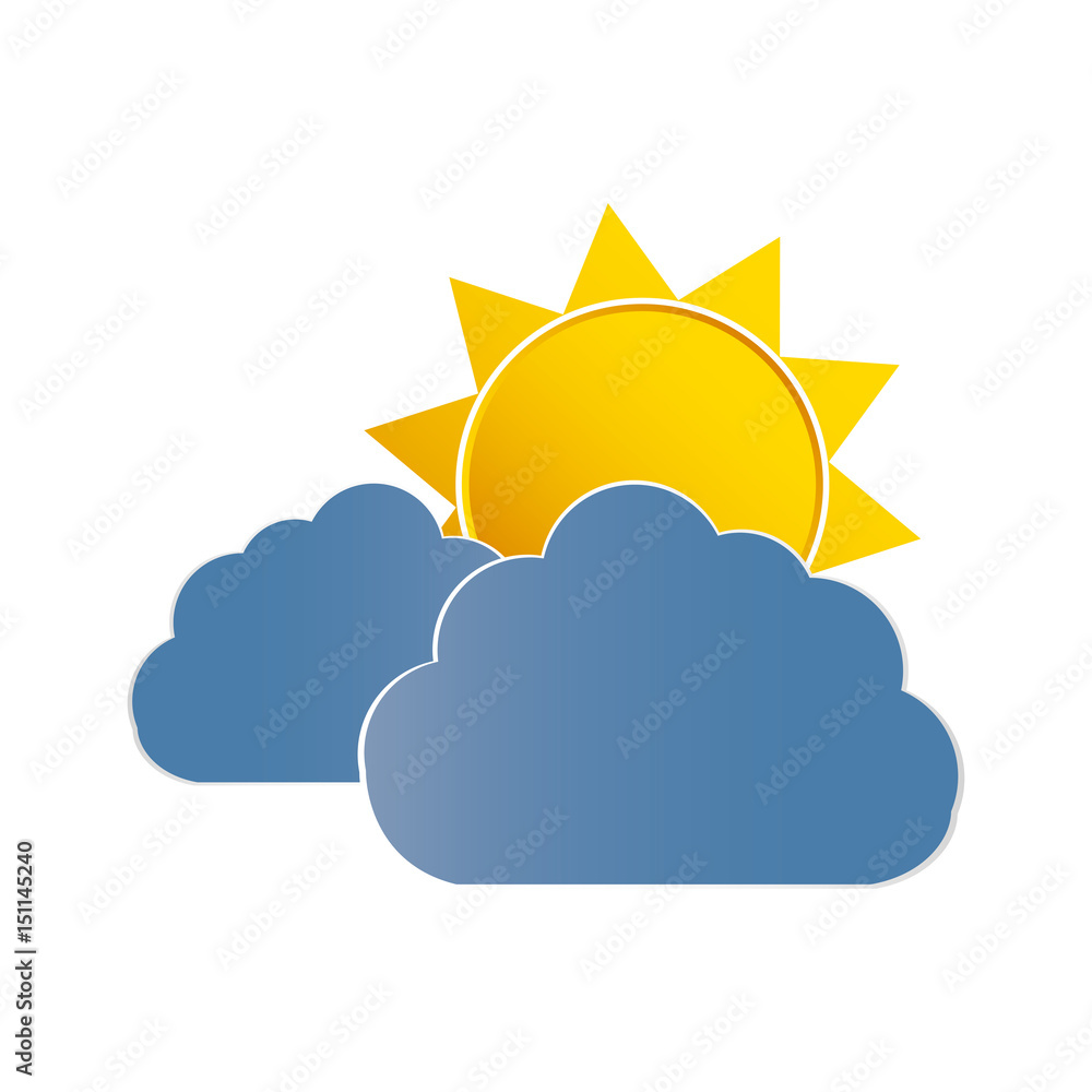 clouds and sun icon over white background. vector illustration clouds and sun icon over white background. vector illustration